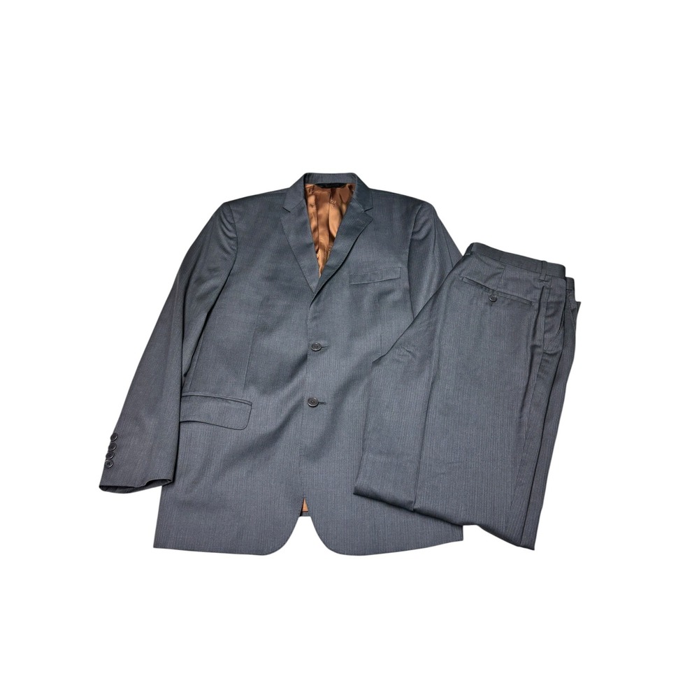 Jos. A. Bank Joseph Slim Fit Suit 41R‎ W34 L32 Charcoal Grey Pinstripe 100% Wool